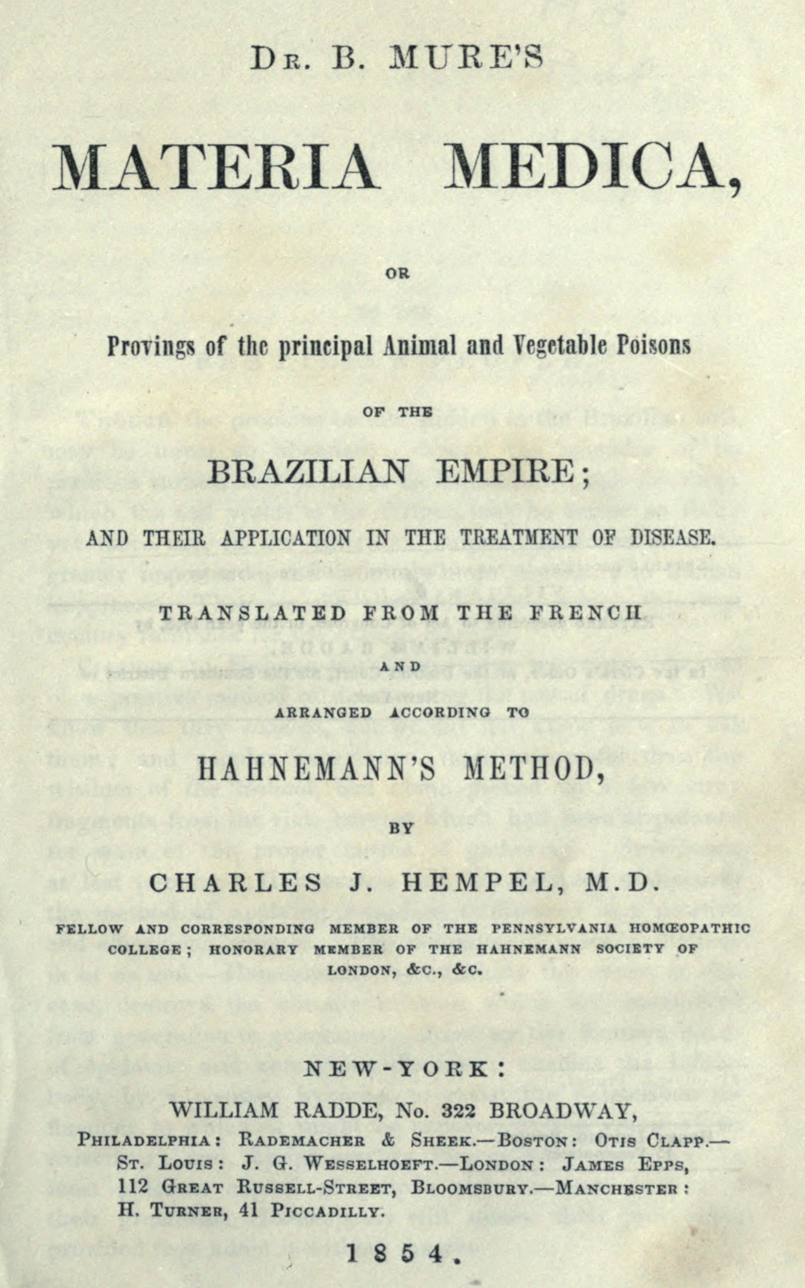 Dr. B. Mure's materia medica