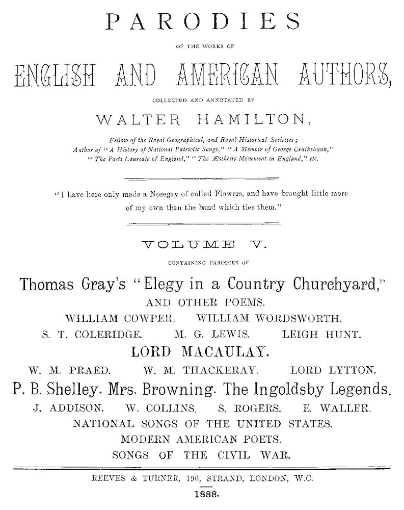 Parodies of the works of English & American authors, vol. V Parodies of the works of English & American authors, vol. V