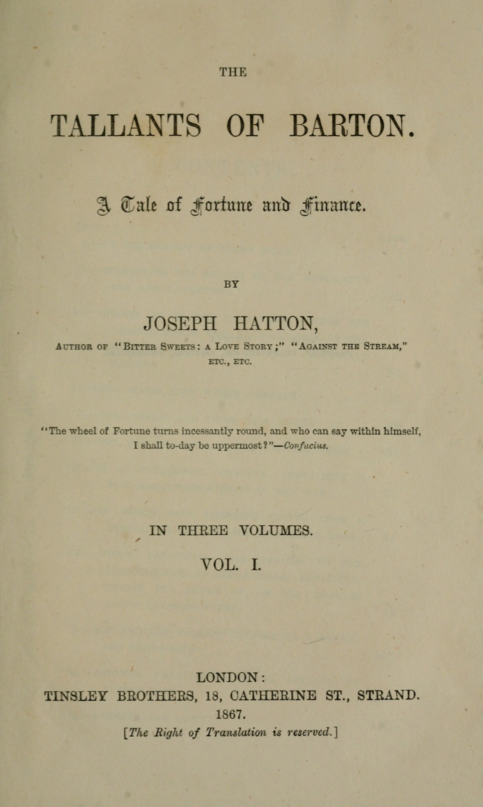 The Tallants of Barton, vol. 1 (of 3) The Tallants of Barton, vol. 1 (of 3)