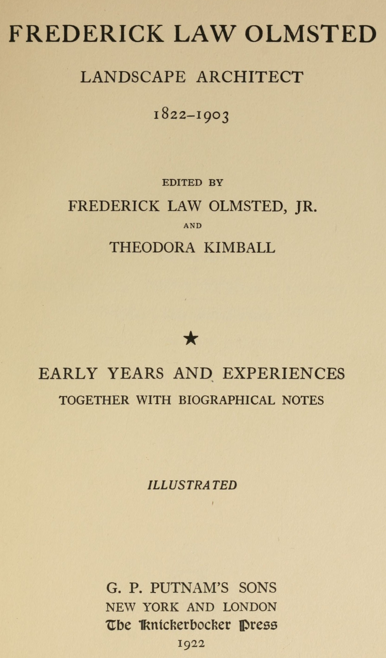 Frederick Law Olmsted Frederick Law Olmsted