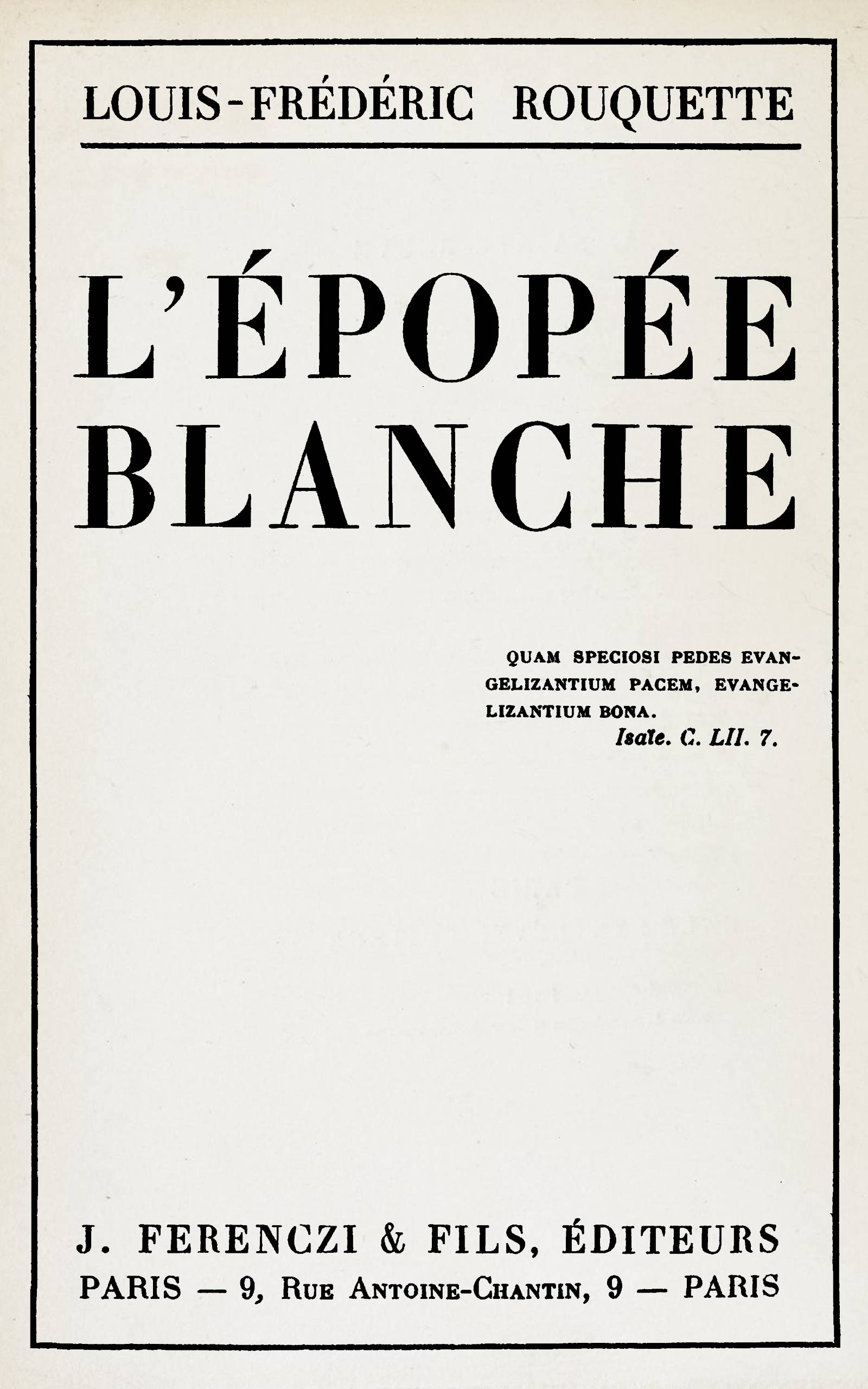 L'épopée blanche L'épopée blanche