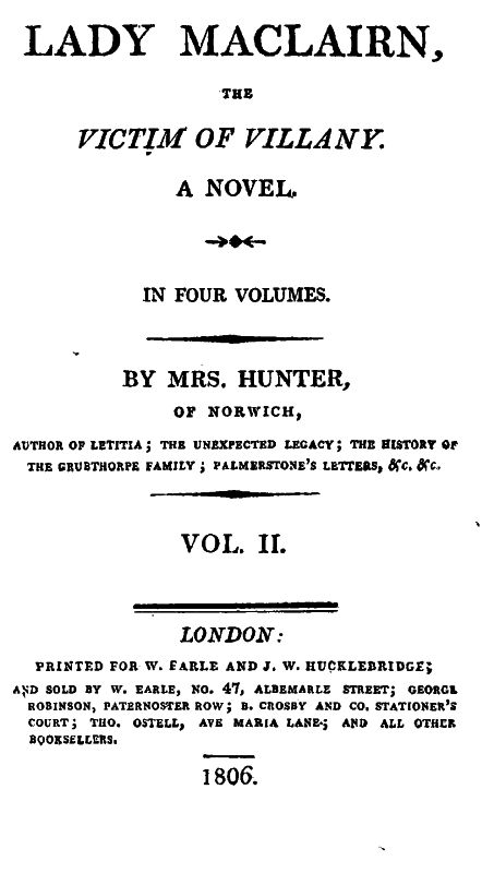 Lady Maclairn, the victim of villany