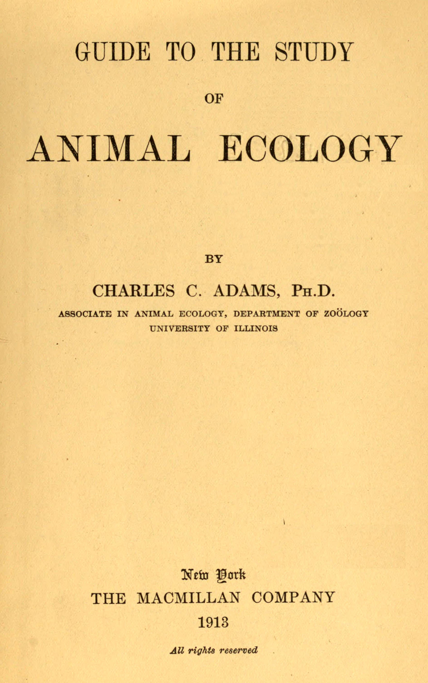 Guide to the study of animal ecology Guide to the study of animal ecology