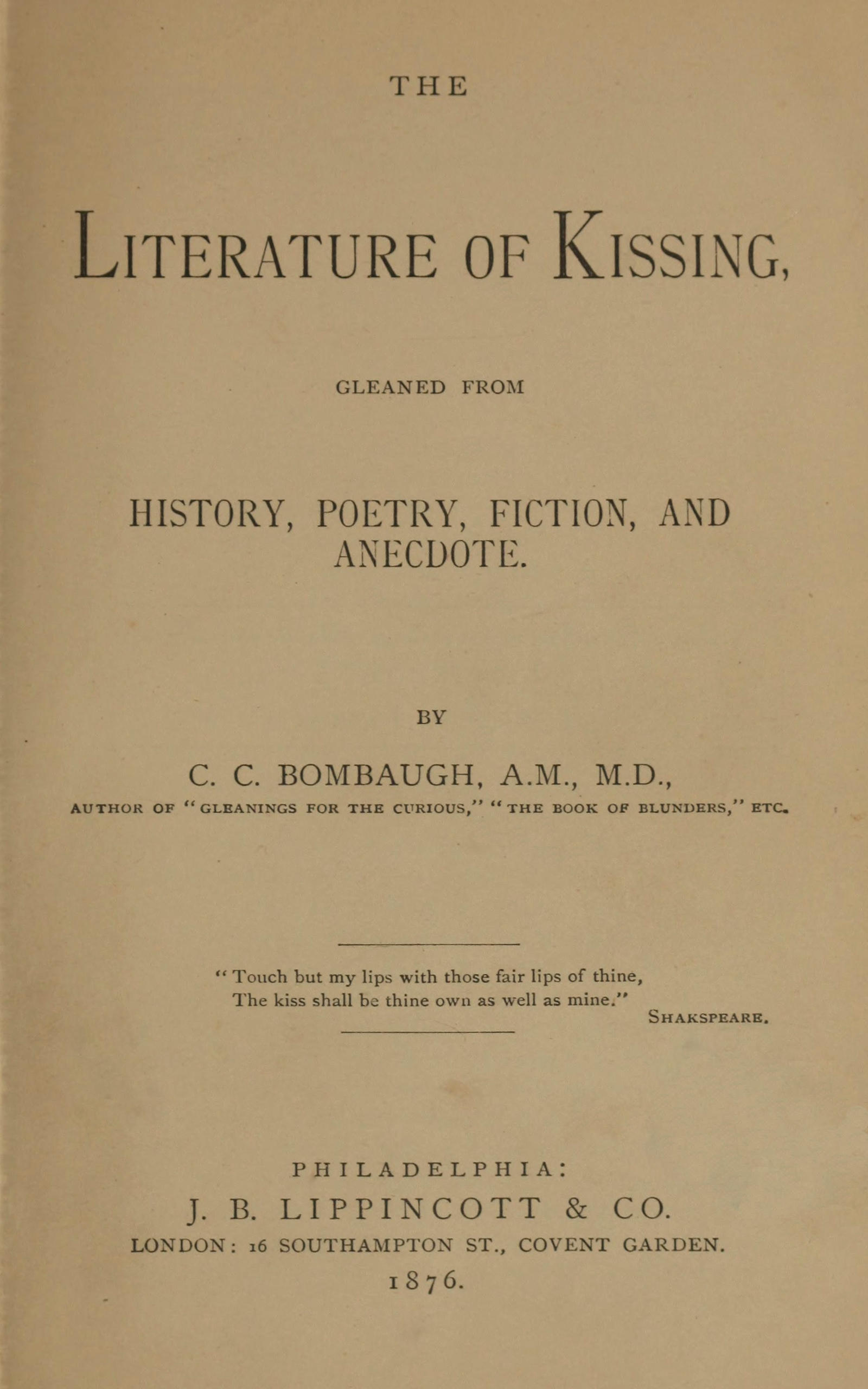 The literature of kissing The literature of kissing