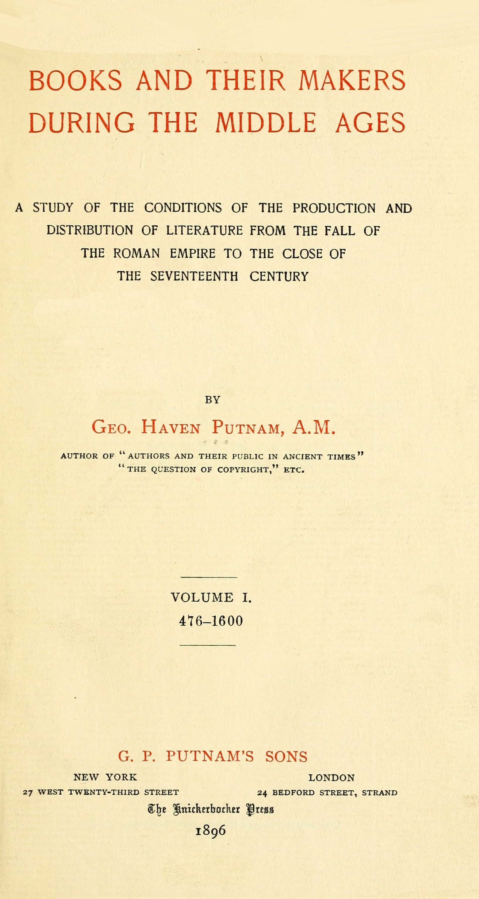 Books and their makers during the Middle Ages