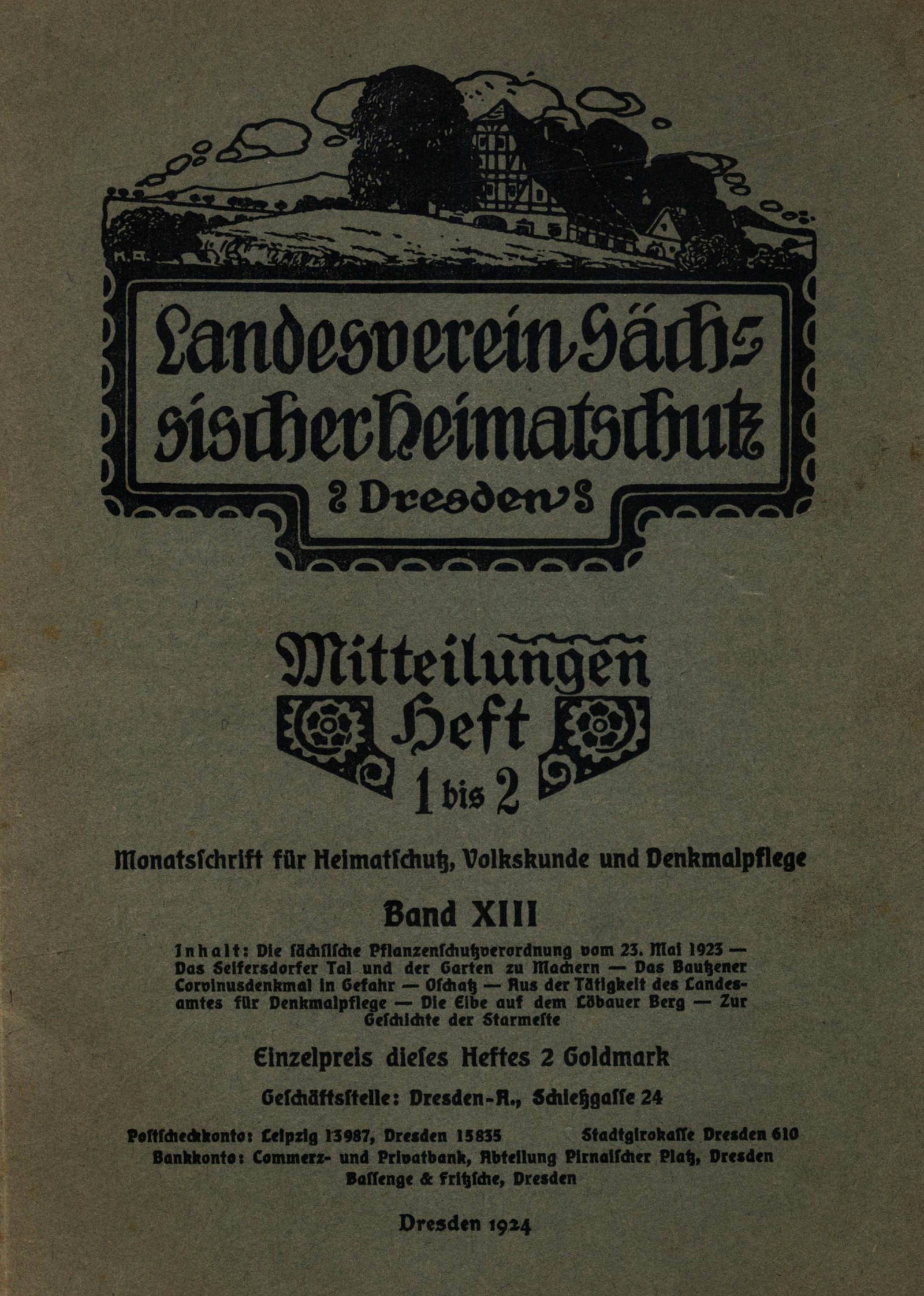 Landesverein Sächsischer Heimatschutz — Mitteilungen Band XIII, Heft 1-2 Landesverein Sächsischer Heimatschutz — Mitteilungen Band XIII, Heft 1-2