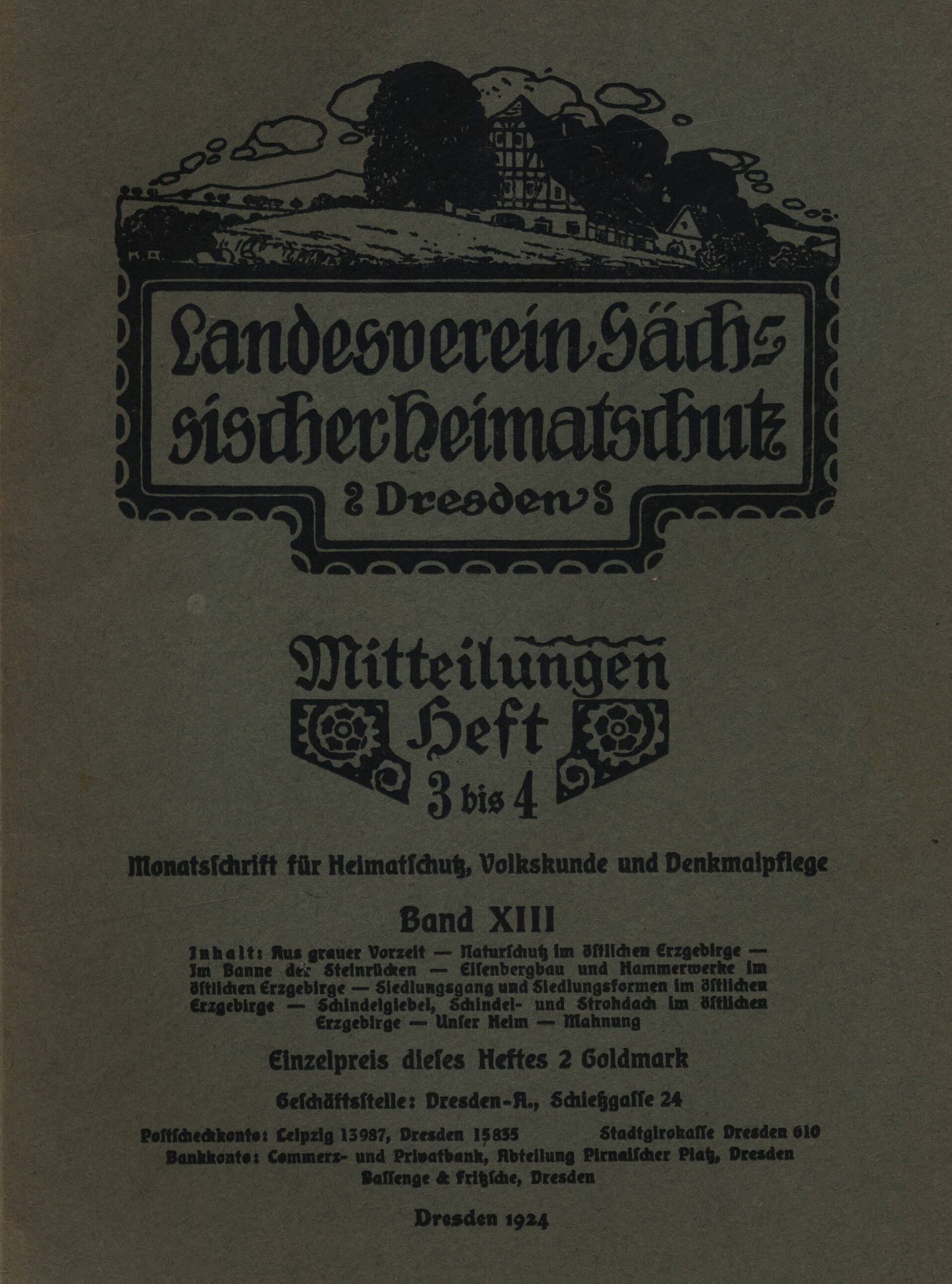 Landesverein Sächsischer Heimatschutz — Mitteilungen Band XIII, Heft 3-4 Landesverein Sächsischer Heimatschutz — Mitteilungen Band XIII, Heft 3-4